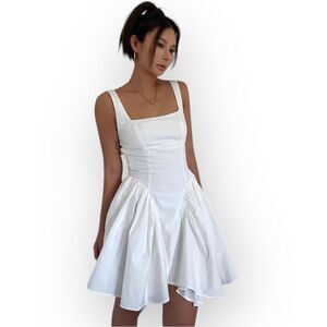 Brand New Commense Women Large White Sleeveless Ruffled Hem Corset Bodice Dress